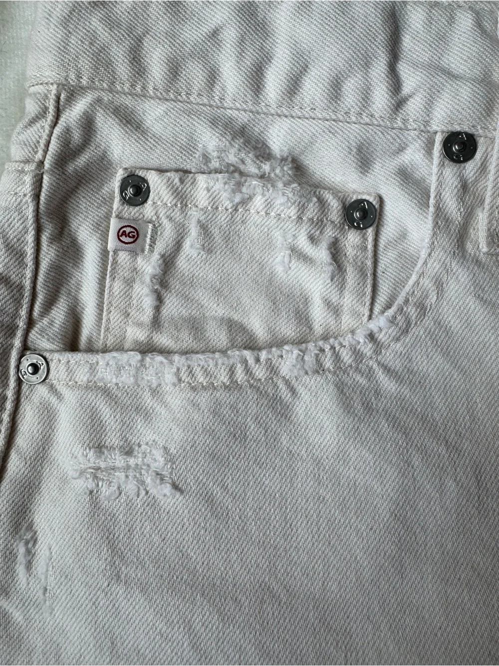 AG Denim Ex-Boyfriend Mid-Rise Raw-Hem Denim Shorts in Opal Stone
